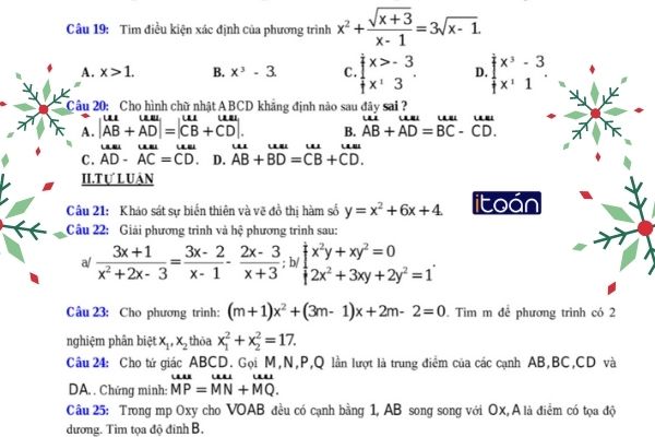 Đề thi học kì 1 toán 10 - Phương pháp học toán đơn giản, hiệu quả
