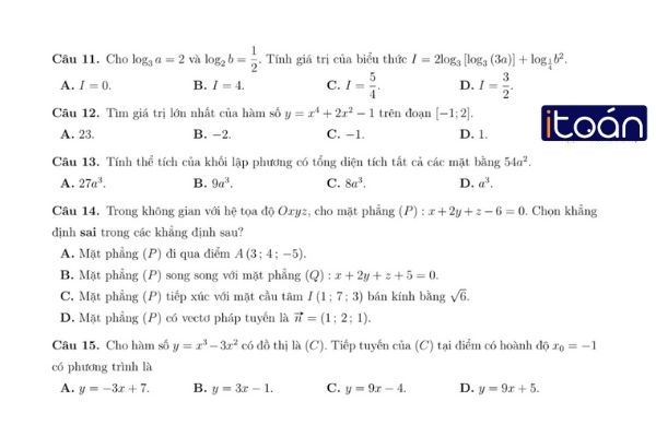 Đề thi học kì 1 toán 12 - Chuẩn bị tốt nhất cho kỳ thi THPT QG